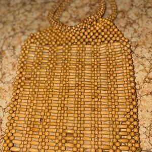 Vintage Bohemian Wooden Wood Beaded HandBag Purse Lined